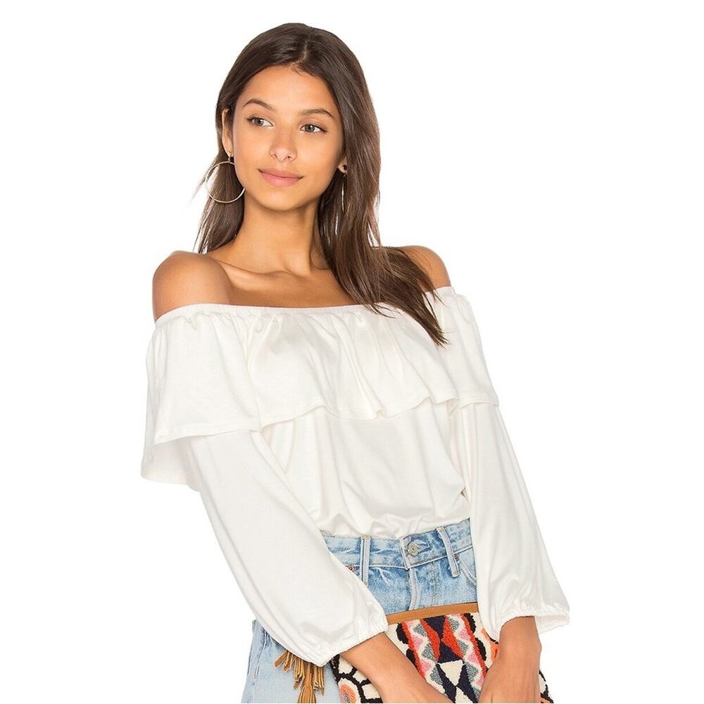 RACHEL PALLY Diandre Top Off the Shoulder White Cream Ruffle Extra Small NWT